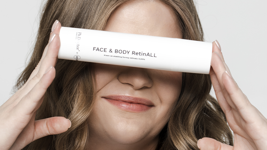 Skóra wrażliwa/naczynkowa a Krem do twarzy ze stabilną formą retinalu RetinALL IN ONE 0,1% / Krem ze stabilną formą retinalu FACE&BODY RetinALL 0,05% - zastosuj „METODĘ KANAPKOWĄ”